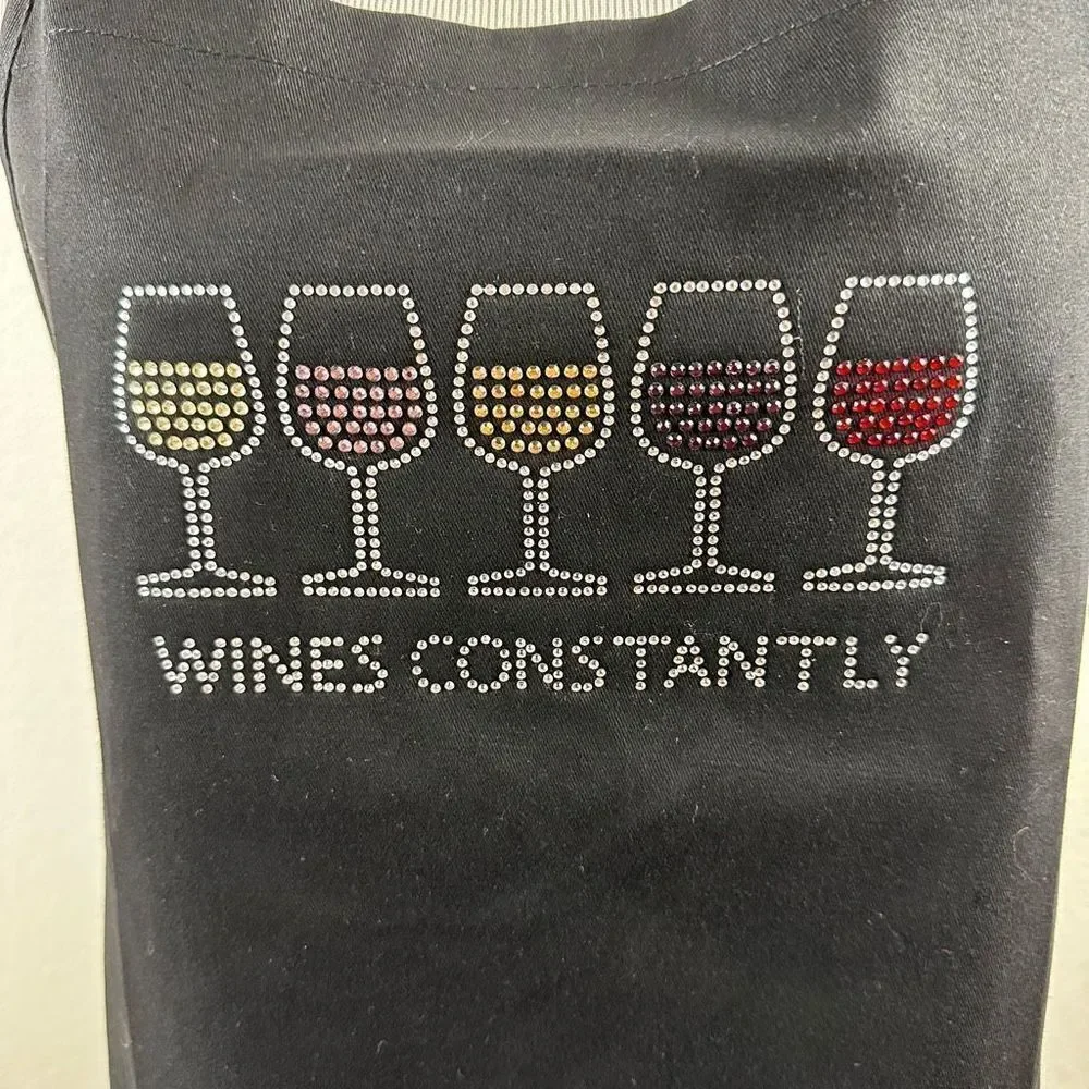 Chris’s Stuff Black‎ Rhinestone Wine Theme Apron